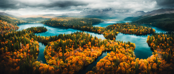 Fototapeta na wymiar An art piece capturing the serene beauty of deep lakes within a lush forest. Generative AI