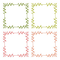 A set of square frames with leaves for decorating business cards, photos, etc