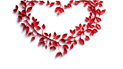Fototapeta na wymiar flower heart valentines garland love paper cut wreath on isolated white background. Valentines or wedding invitation overlay design elements. Generative ai