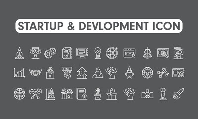 Startup and Devlopment line icons and simple Vector set for website and mobile apps.