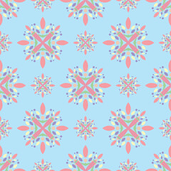Seamless Colorful Cute Flower Pattern Background. Vector
