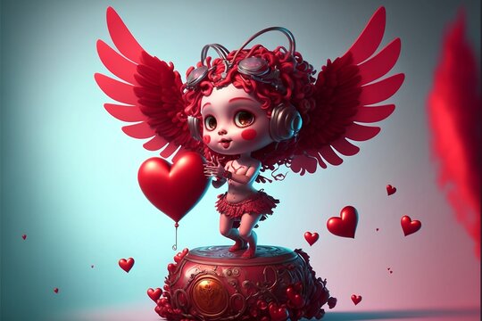 Cupido Girl on a Chocolade Plinch - Generative AI