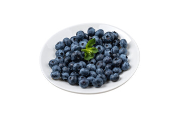 Blueberry in plate on isolated png background