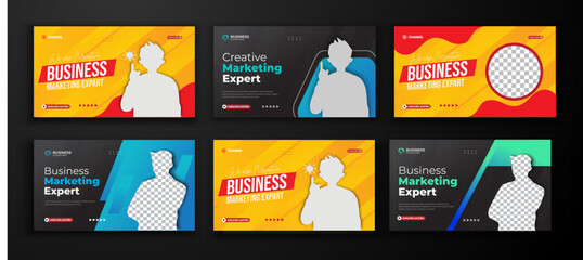 business YouTube video thumbnail collection for workshop promotion Modern thumbnail and web banner template