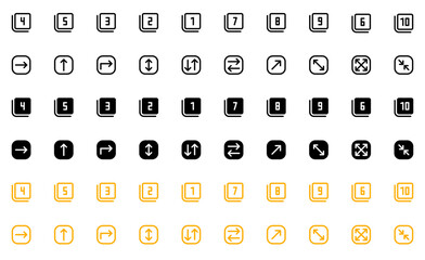 number and arrow icon set, gradient icon ,solid icon and editable stroke, 