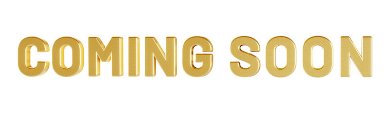 ‘Coming Soon’ isolated 3D text on transparent background