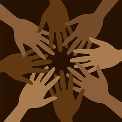 circle of hands. Concept of unity in diversity. World peace illustration.