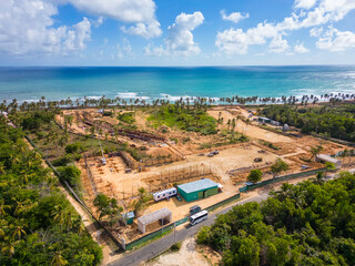 The construction site on the shore of the Caribbean sea. Start building of new all Inclusive resort...