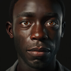 Obraz premium Close-up of beautiful black man's eyes looking at camera. Portrait detail of serious confident African American man. 