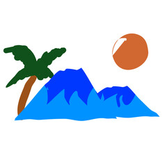 mountain landscape with coconut tree