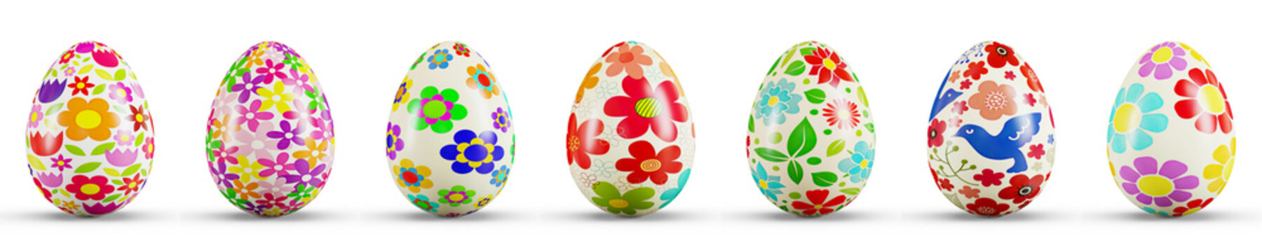 Easter Egg Set on a transparent white background. 3D rendering illustration