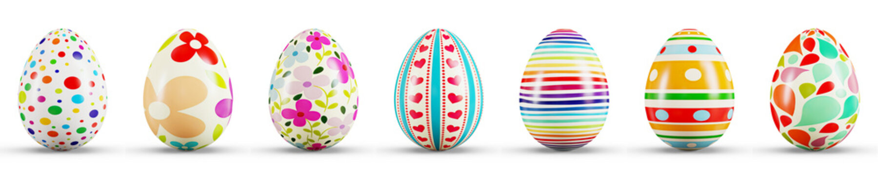 Easter Eggs Set. 3D rendering illustration