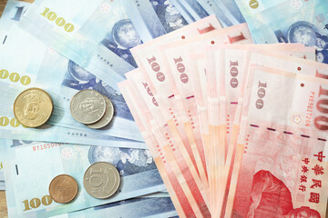 New Taiwan Dollar bill on white background