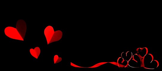 red hearts abstract with black background illustration 