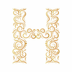 Uppercase, painted letter H. The monogram H painted with a calligraphic brush can be used as a logo.