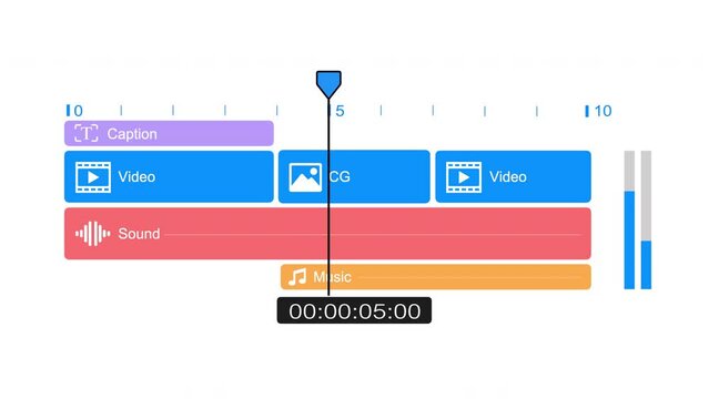 Video Timeline  for Editing Display. Timeline 4 layer for Editing Software or Application . Motion timeline Window.