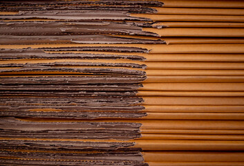 Fototapeta premium A stack of craft paper folded in a warehouse