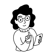 woman with glasses with cartoon style
