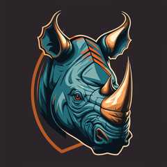 Rhino head digital art design illustrations in the flat solid background, good for a poster of wildlife day or any other prints © Arisctur