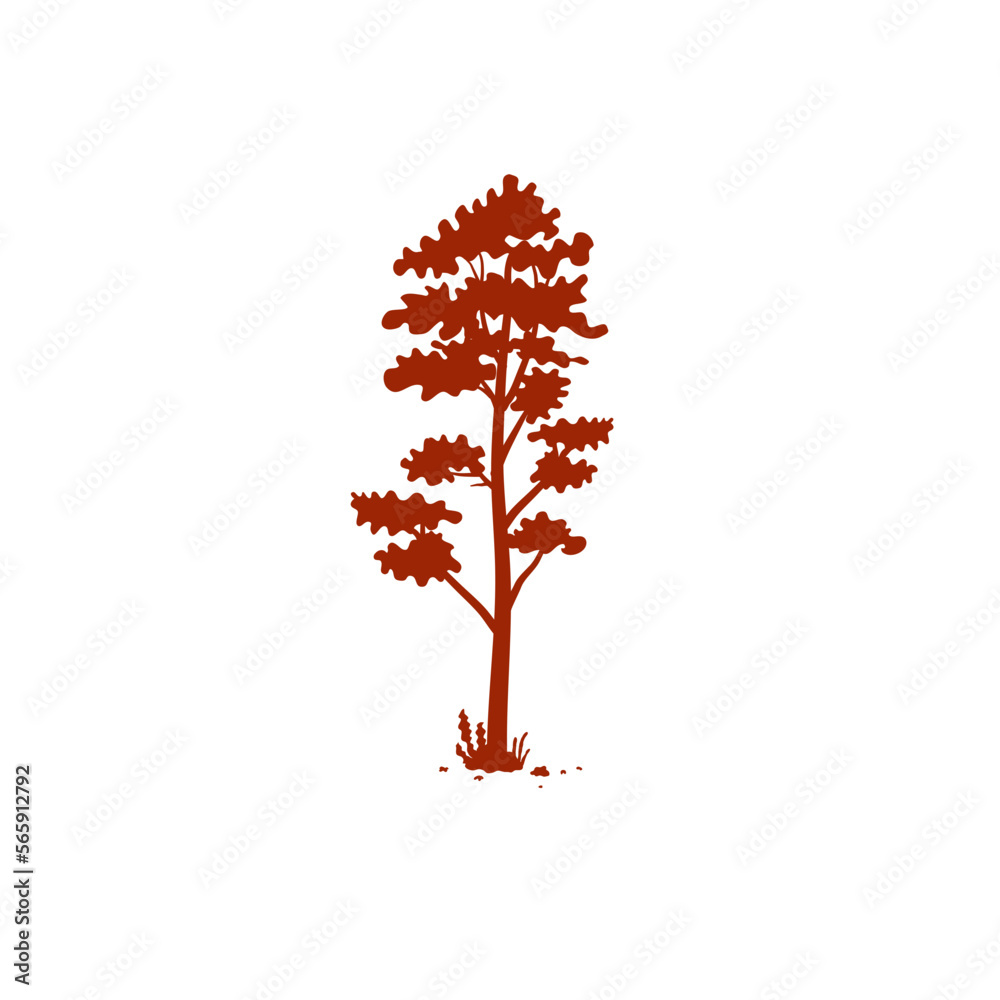 Sticker silhouette of tall tree