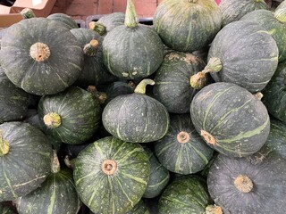 Stack of pumpkins in the market