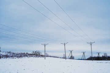 powerlines in winter