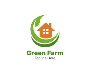 Green nature farm logo design template. Modern farm logo for company