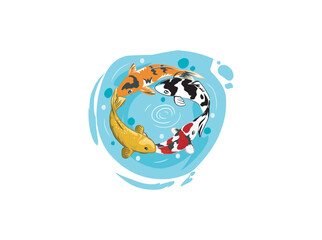 koi fish illustration. a group of koi fish swimming around