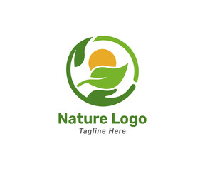 Green nature logo design template. Modern and simple logo for nature company