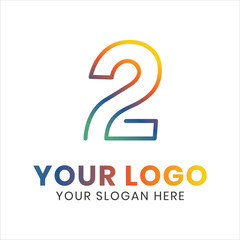 Number two 2 logo line concept illustration vector design
