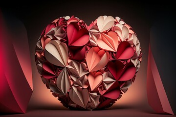 Abstract Origami Love heart for Valentines With Soft and Romantic Lighting