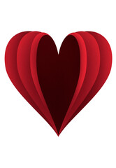 Illustration design of red 3D heart paper cut out. Heart shape for lovers day. Valentine's day 3D heart template. 