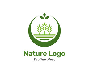 Green nature logo design template. Modern and simple logo for nature company