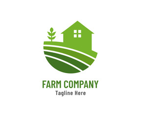 Green nature farm logo design template. Modern farm logo for company