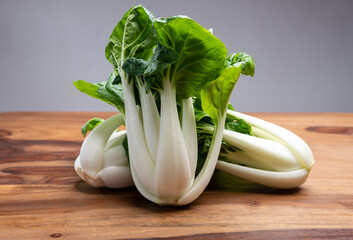 Young organic white bok choy or bak choi Chinese cabbage ready to cook