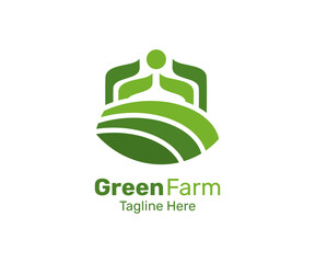 Green nature farm logo design template. Modern farm logo for company