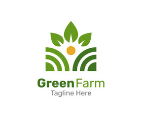 Green nature farm logo design template. Modern farm logo for company