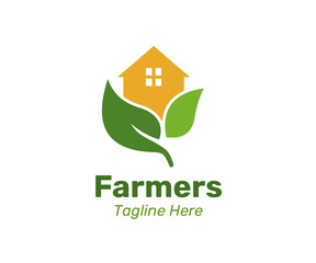 Green nature farm logo design template. Modern farm logo for company
