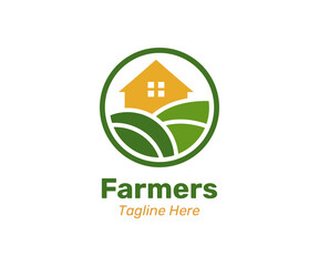 Green nature farm logo design template. Modern farm logo for company