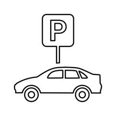 Car Parking outline icon. Line art vector.