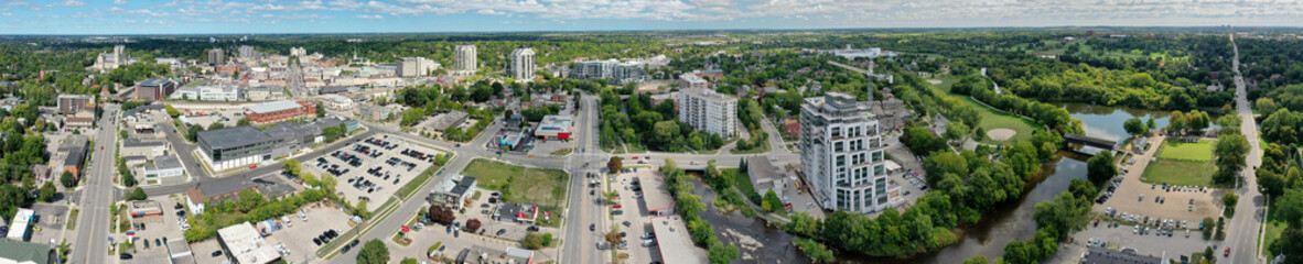 Aerial panorama of Guelph, Ontario, Canada in early autumn - 565918705