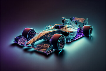 A f1 car design view as a hologram. Generative ai