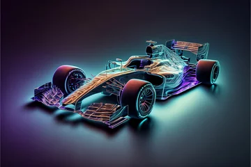 Zelfklevend behang Formule 1 A f1 car design view as a hologram. Generative ai