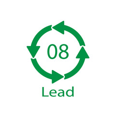 Battery recycling symbol 8 Lead , battery recycling code 8 Lead