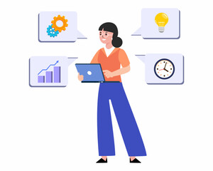 Business team focus on time management, performance chart, creative idea and productivity.