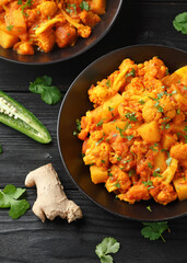 Aloo Gobi traditional Indian dish with cauliflower and potato