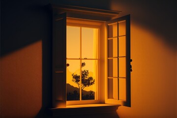 window and sun light, ai generated