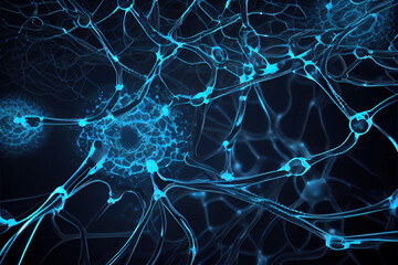 Naklejka na ściany i meble Neuron cells with light impulses