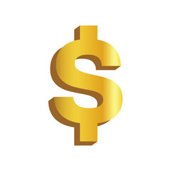 3D USA Dollar currency gold icon. dollar sign. vector illustration.
