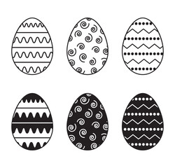 Easter eggs set doodle style. Happy easter hand drawn. Vector isolated.